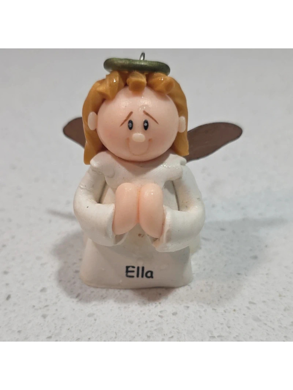 Ella Angel Figurine Christmas Ornament with Metal Wings